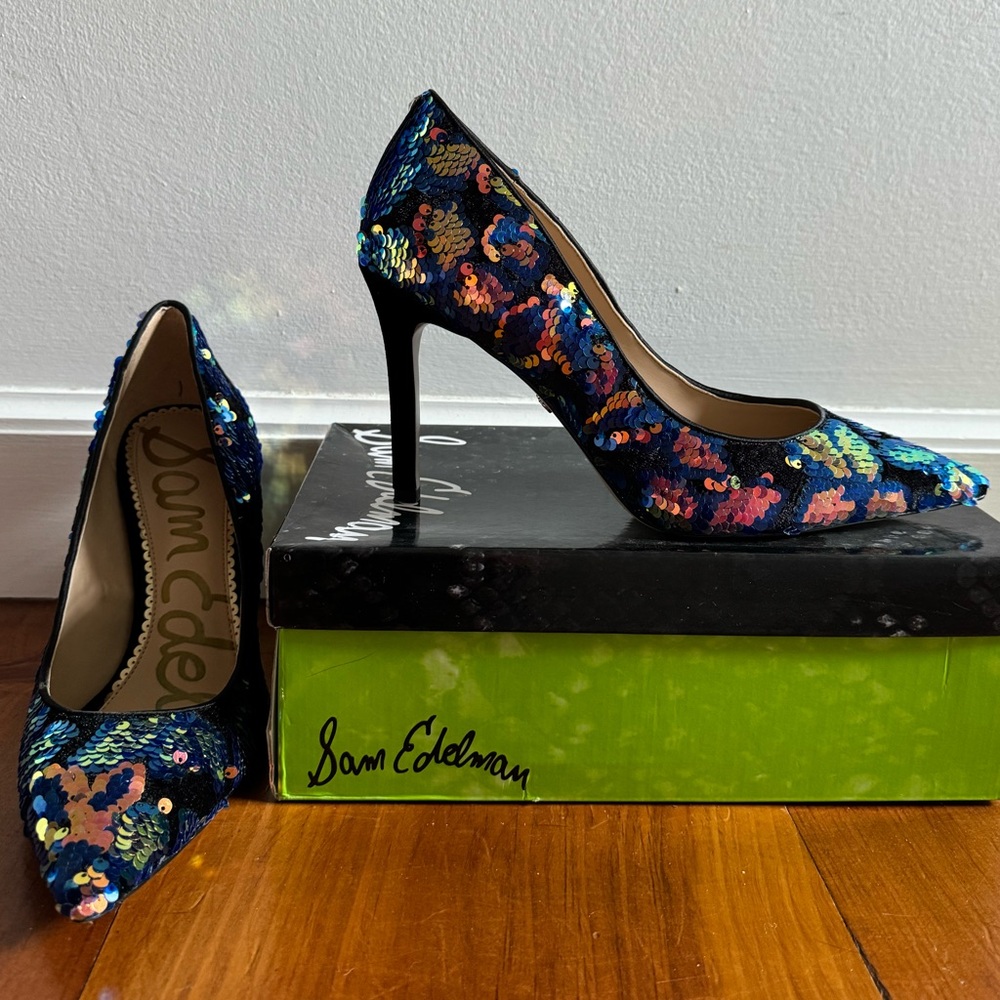 Gorgeous Hazel Sequin/Velvet Sam Edelman Heels Serena Van Der Woodsen 9 1/2